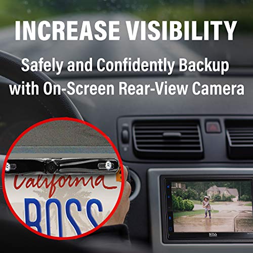 BOSS Audio Systems BVCP9685RC Apple CarPlay Android Auto Car Multimedia Player with Rearview Camera - Double-Din, 6.75 Inch LCD Touchscreen Monitor, Bluetooth, MP3, USB Port, AV Input, AM/FM Radio