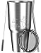 MalloMe Tumbler 30 oz. Double Wall Stainless Steel Vacuum Insulated - Travel Mug [Crystal Clear Lid] Water Coffee Cup [Straw Included] For Home,Office,School - Works Great for Ice Drink, Hot Beverage