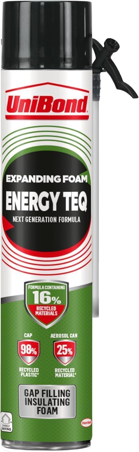 UniBond Energy Teq Expanding Foam, Superior Insulation PU Foam Gap Filler for Sound and Thermal Insulation, Moisture and Draft Protection, for Indoor & Outdoor Use, 1 x 750ml Can