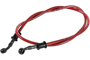 Aramox Motorcycle Oil Hose, 50cm - 120cm Motorcycle Braided Steel Brake Clutch Oil Hose Line Pipe Colorful(600mm-Red)