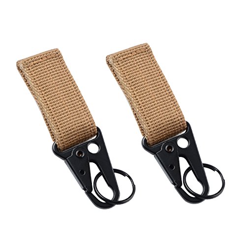 DYZD Nylon Webbing Keychain Tactical Molle Gear Key Ring, Gear Keeper Pouch, can be Used as Key Chain, Key Ring Holder, Perfect Webbing Attachment Strap (Brown 2PCS)