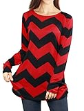 Allegra K Women's Zig-Zag Pattern Relax Fit Knit Tunic L Black Red