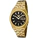 SEIKO Men's SNK644 5 Automatic Black Dial Gold-Tone Stainless Steel Watch