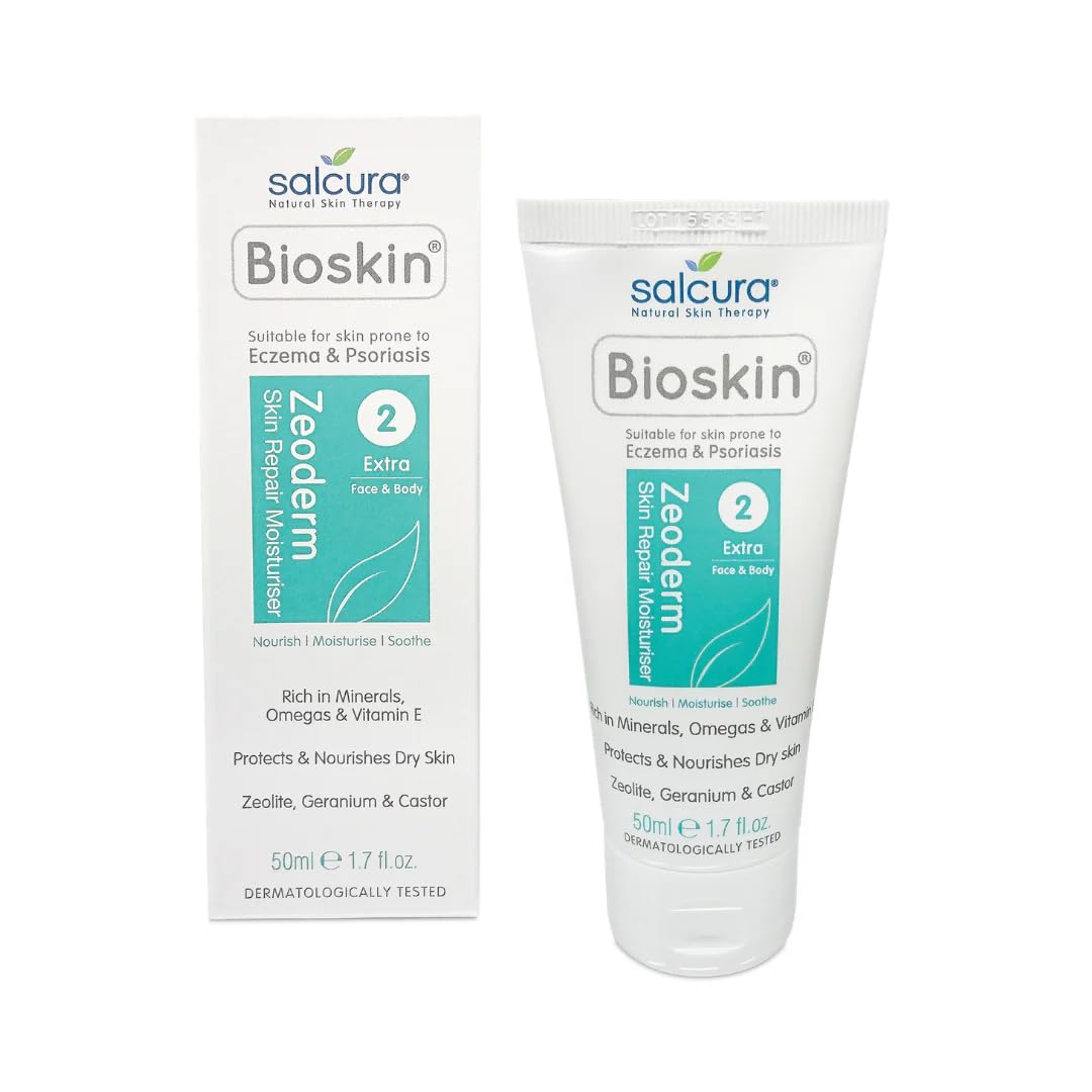Salcura Natural Skin Therapy, Bioskin Zeoderm Skin Repair Moisturiser, Including Natural Ingredients Relieves Itchiness & Soothes Irritation, Ideal For Severely Dry & Dehydrated Skin 50ml