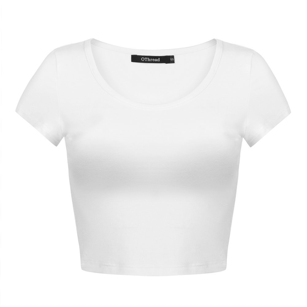 Photo 1 of **LOOK AT LIVE PHOTO FOR REFERENCE**Basic Crop Tops Stretchy Casual Scoop Neck Cap Sleeve Shirt, 6/8