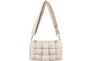 NAARIIAN Puffer Woven Bag Crossbody Purse for Women Padded Cassette Shoulder Bags Trendy Handbags Messenger