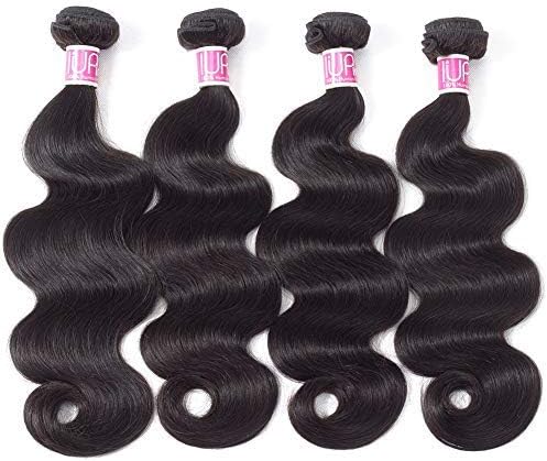 IUPin Brazilian Virgin Hair Body Wave 4 Bundles 24 26 28 30inch 8A Grade Unprocessed Brazilian Body Wave Human Hair Weave Natural Color 400g