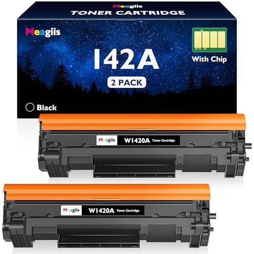 Meagiis 142A with Chip Toner Cartridges Compatible with HP 142A W1420A 142X W1420X Toner for HP LaserJet M110w M140w M139w M110 M139 M140 (2 Black)