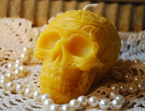 Beeswax Candle Celtic Embossed Decorated Skull Candle