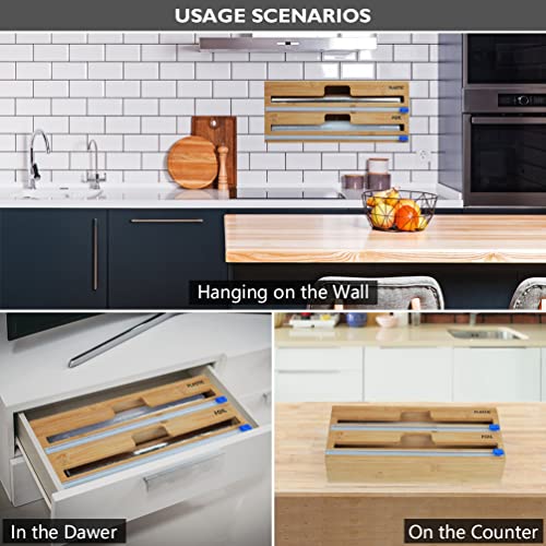 Foil and Plastic Wrap Organizer, 2 in 1 Plastic Wrap Dispenser with