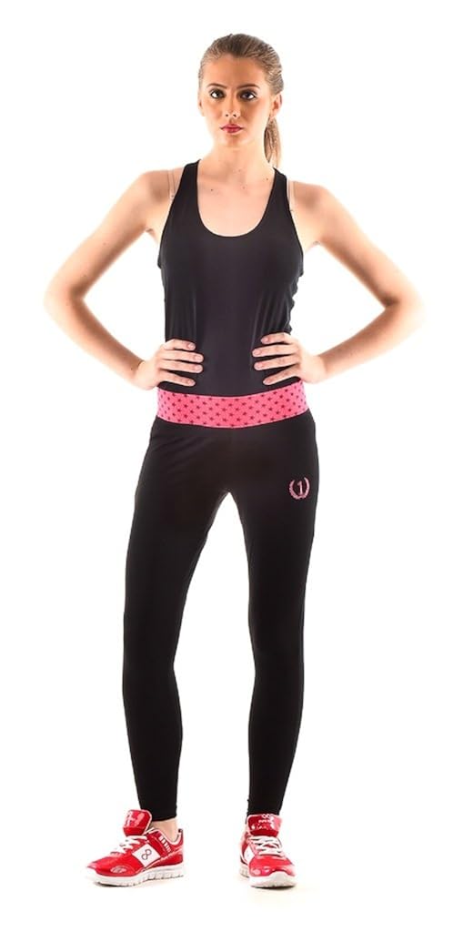 onesport women's cotton black + fuschia tights(onsp6bf-p)