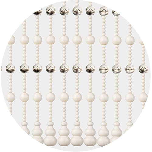 WENZHE 25 Strands Beaded Door Curtains for Doorways Wood Bead String Curtain for Room Dividers Handmade Home Living Room Screen Decoration -3 Colors, Customizable (Color : White, Size : 0.8x0.86m)