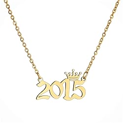 MICOMAKA Birth Year Number with Crown Necklace,Old