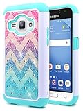 Galaxy Express 3 Case, Galaxy Luna Case, J1 2016/Galaxy Amp 2 Case, NageBee [Hybrid Protective] Armor Soft Silicone Cover with [Studded Rhinestone Bling] Design Diamond Hard Case - Wave