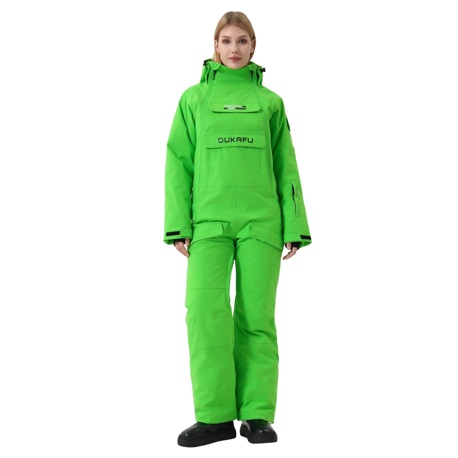 Photo 1 of OUKAFU Women One Pieces Ski Suits Waterproof Ski Jumpsuits Winter Onesies Snowsuits Snowboard Coveralls for Snow Sports?Green, L?
