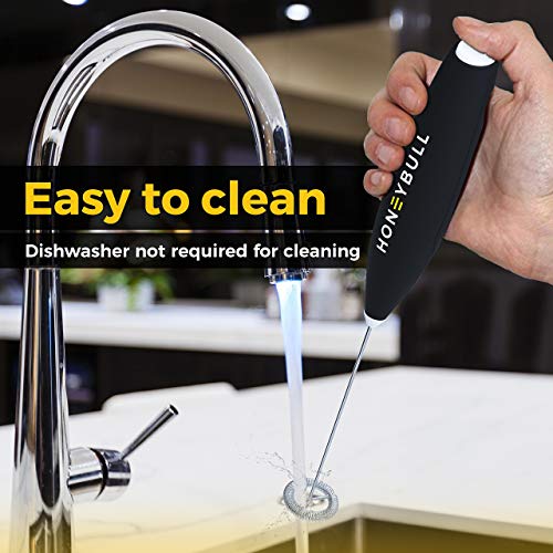 image for HoneyBull Milk Frother Handheld Stainless Steel Whisk Electric Foam Ma