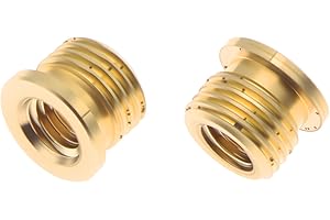 FDXGYH 2 Pcs Male 1/8 IP (3/8") to Femle 1/4-27 Lamp Finial Cap Tapped of Top Adapter Copper Lamp Holder Finial Full Thread Adapter