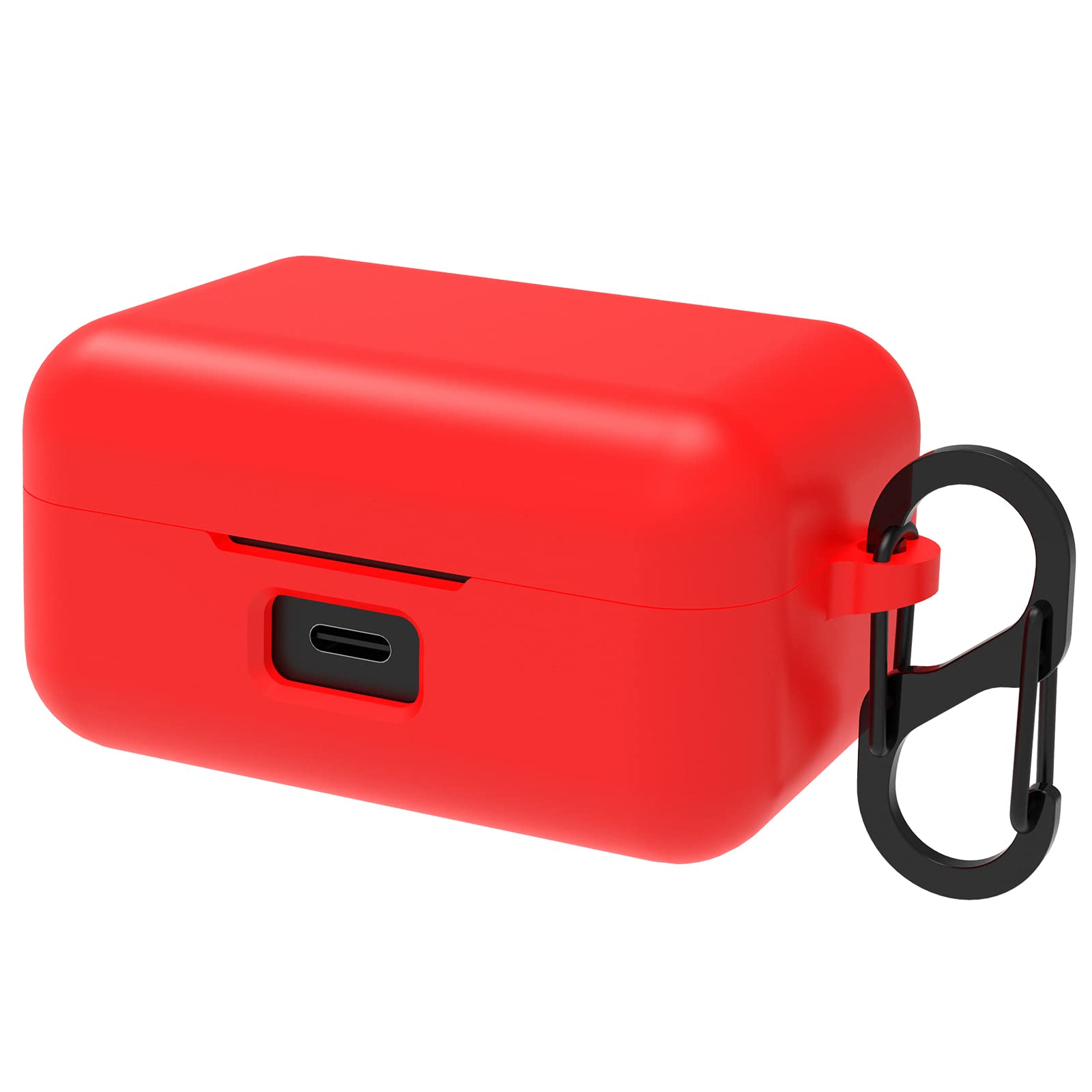 Geekria Silicone Case Cover Compatible with Sennheiser MOMENTUM True Wireless 3 Earbuds, Earphones Skin Cover, Protective Carrying Case with Keychain Hook, Charging Port Accessible (Red)