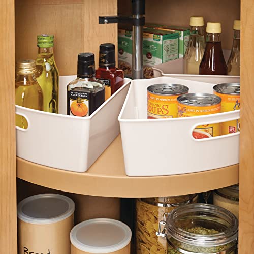 mDesign Kitchen Plastic Lazy Susan Storage Organizer Bins with