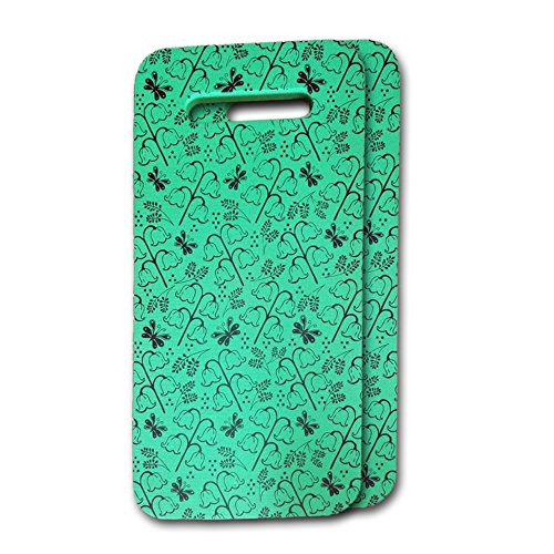 Hongwo 2 Pack EVA Foam Kneeler Pad Floral Print Extra Thick Garden Kneeling Cushion Knee Mat for Baby Bath, Prayer, Yoga, Gym- 16"x8"x1"- Green
