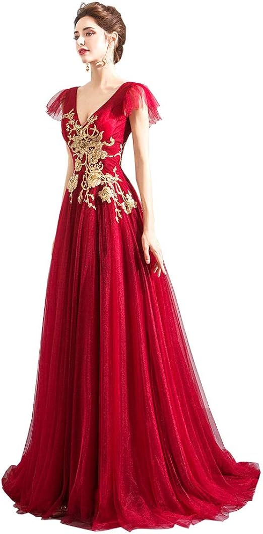 Amazon 赤い 演奏会用 パーティードレス カラー 二次会ドレス 謝恩会ドレス 演出服 ウェディングドレス ドレス ドレス ロング 花嫁 フォーマルドレス パーティードレス 通販