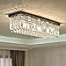 Siljoy Modern Crystal Chandelier 10-Lights Rectangular Flush Mount Pendant Ceiling Light Fixture Rectangle K9 Crystal Raindrop Chandelier for Dining Living Room Kitchen Island L47'' x W10'' x H10'