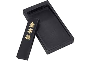 PH PandaHall Chinese Calligraphy Inkstone with Ink Stick Traditional Chinese Ink Stones Sumi Drawing Ink Dish Ink Well Ink Tray for Chinese New Year Couplets Traditional Calligraphy Practice Painting