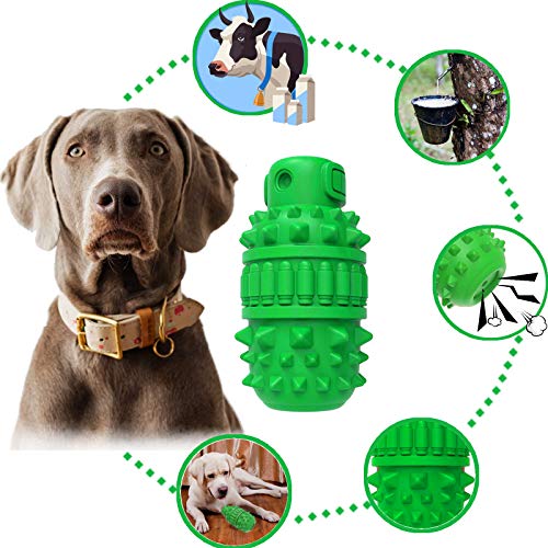 GeLar Dog Squeak Toy for Aggressive Chewers, Indestructible Tough Dog Toys Toothbrush Chew Toy - Dog Teeth Cleaning Stick for Large/Medium Breed - Durable Natural Rubber, Milk Flavor (Green)