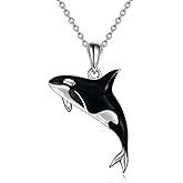 CRMAD Orca Killer Whale Necklace for Women Sterling Silver Orca Whale Gifts
