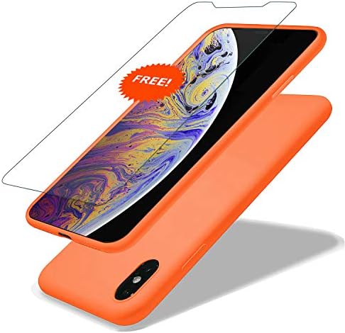 GARLEX-iPhone Xs Max Silicone Case, Ultra Thin Liquid Gel Rubber Phone Cover Case with Hybrid Protection Compatible with iPhone Xs Max 6.5 Inch (2018), Orange