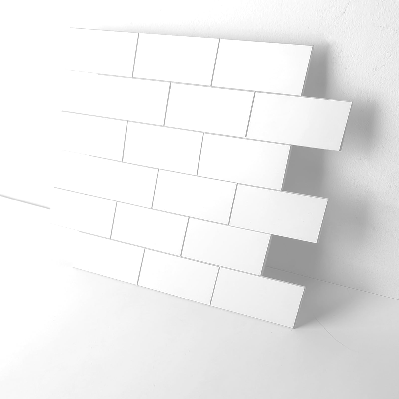 Photo 1 of 20-Pack Peel and Stick Tile Backsplash 12"X12" PVC Wall Tiles, Stick on Backsplash for Kitchen, Bathroom Tile, Fireplace Décor, Laundry Table, Stair Decals in Pure White