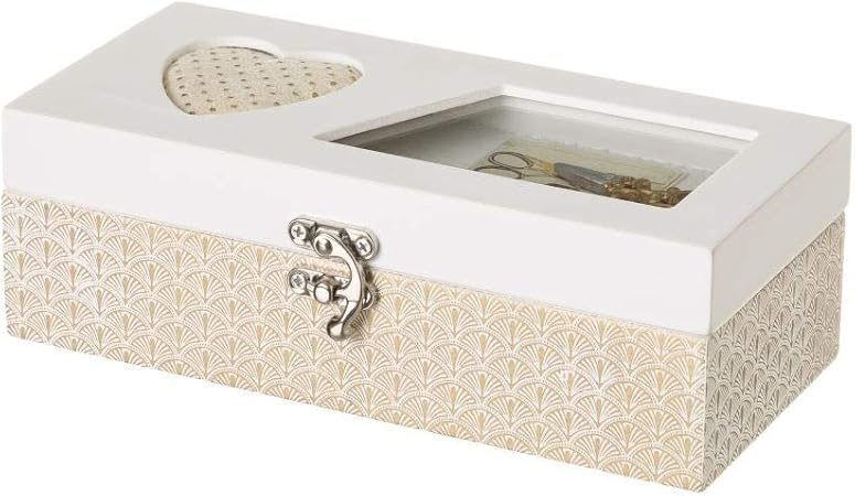 Costurero Caja de Madera Blanco romántico para salón Vitta - LOLAhome: Amazon.es: Hogar
