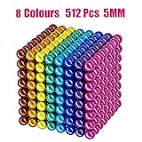 Coolpay 8 Colors 512 Pcs 5MM Big Magnets DIY Toys Magnetic Fidget Blocks Building Blocks for Development of Intelligence Learning and Stress Relief Gift for Adults or Kids