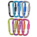 Carabiner Keychain,Hook Clip Aluminum D-ring Locking Flat D-Shape Lock Snap Backpack Water Bottle Climbing Gear Accessories EDC Camping Tent Multi Function Tool Multiple Colors
