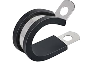 JWGJW Stainless Steel Cable Clamp 50 Pack 3/4 Inch,Metal Wire Clamp, Rubber Cushioned Insulated Clamp For Pipe or Wire Cord Installation