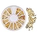 Beauty7 Pack of 150 Manicure Glitter 3D Nail Art Decorations Wheel Gold Tone Starfish Seahorse Shells Nautilus Coconut Palm Leaf Metallic Studs DIY Nailart Decor Accessories