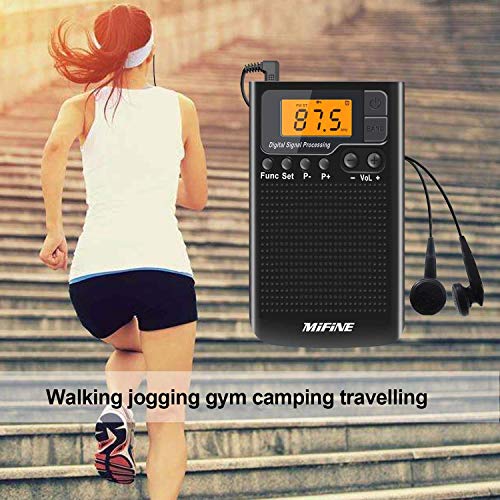 AM FM Radio - Portable Radio with Alarm Clock and Sleep Timer, Digital Tuning Stereo Radio with 3.5mm Headphone Jack for Walking Jogging Gym Camping (Black) - Thumbnail 3