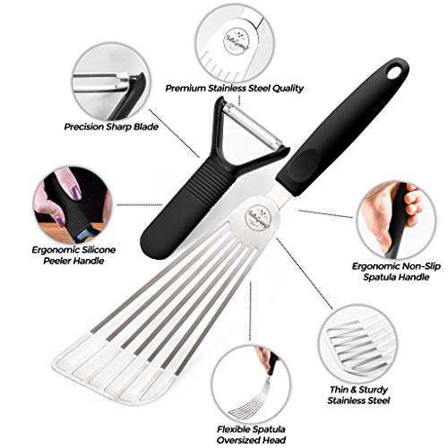 Fish Spatula Slotted Turner Stainless Steel, Flexible Spatula for