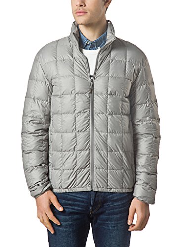 XPOSURZONE Men Packable Down Quilted Puffer Jacket Lightweight Puffer Coat SH.Ash Melange L