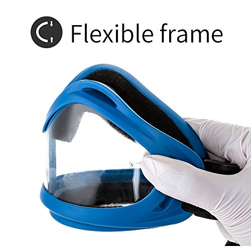 BATFOX Motorcycle Goggles Safety ATV Tactical Riding Motorbike Glasses UV400 Protection Shatterproof(clear lens&blue frame)