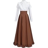 FCCAM Victorian Dress for Women 2-Pieces 1800s Edwardian Dress Ball Gown Renaissance Costume