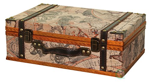 Vintiquewise(TM) Old World Map Suitcase/Decorative Box