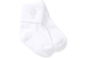 Born to Love White Boys Girls First Communion Baptism Christening Socks with Cross Embroidery