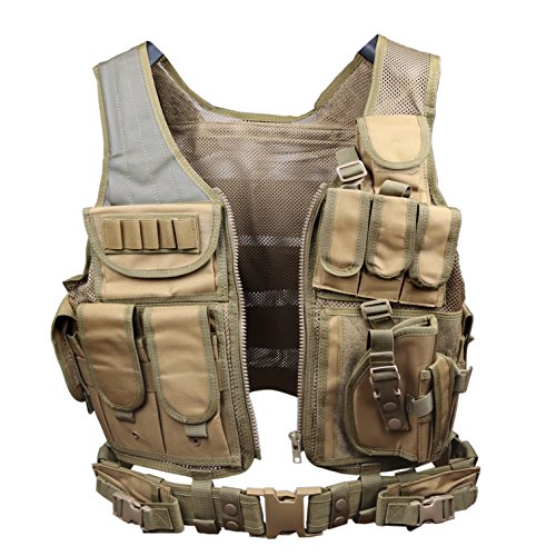Goetland 600D Polyester Tactical Vest Outdoor Ultra-Light Combat Training Vest CS Adjustable S-XXL, Mud