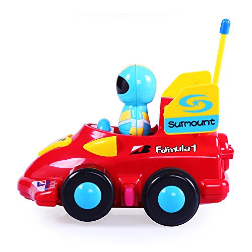 DeXop RC Cartoon Race Car Electric Radio Control Toy with Removable Action Figure & Music & Lights for Toddlers & Young Children
