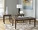 Signature Design by Ashley - Theo Faux Marble Occasional Table Set - Includes Cocktail Table & 2 End Tables, Warm Brown