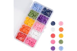 OELFFOW Round Sewing Buttons (10mm) - 10 Color Resin Buttons for Children Sweater, Shirt, DIY Craft - Clothing Fasteners for 
