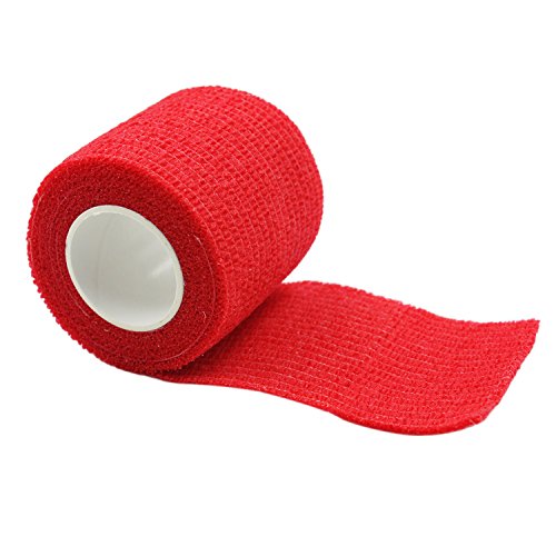 COMOmed Self Adherent Cohesive Bandage FDA Approved 2"x5 Yards First Aid Bandages Stretch Sport Athletic Wrap Vet Tape for Wrist Ankle Sprain and Swelling,Red(12 Rolls) - Thumbnail 3