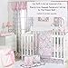 Grey Damask Tailored Crib Dust Ruffle with Pink Accents by The Peanut Shell