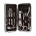 Queentools 11pcs Stainless Steel Nail Clipper Set Manicure Pedicure Set Grooming Kit with a Brown PU Leather Case for Tools